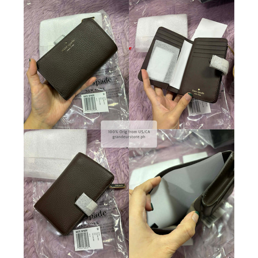 ORIG & IMPORTED KS Lena Pebbled Medium Compact Bifold Wallet Black Brown Green Beige