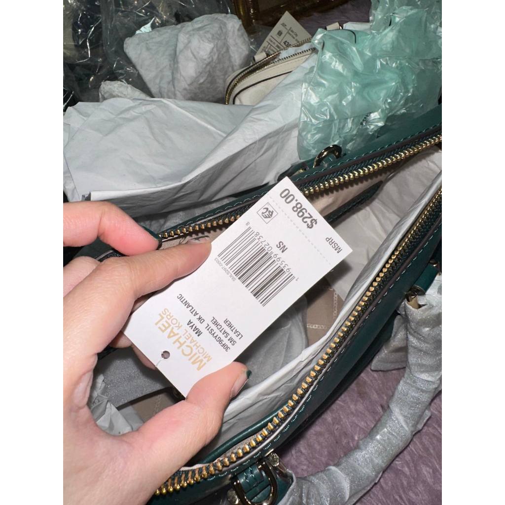 ORIG & IMPORTED MK Maya Medium Pebbled Leather Satchel Duffle Green Bag
