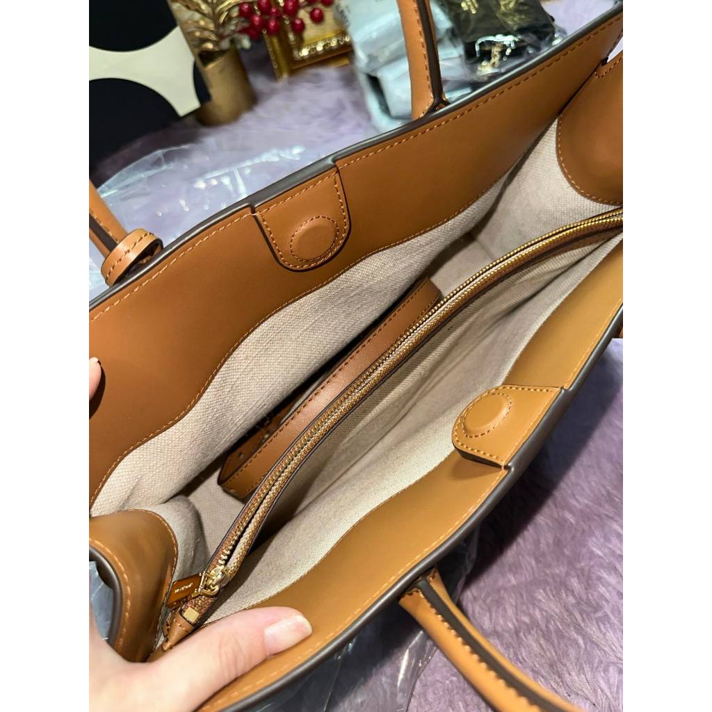 ORIG & IMPORTED MK Retail Scarlett Medium Signature Logo Satchel Bag Brown/White Vanilla