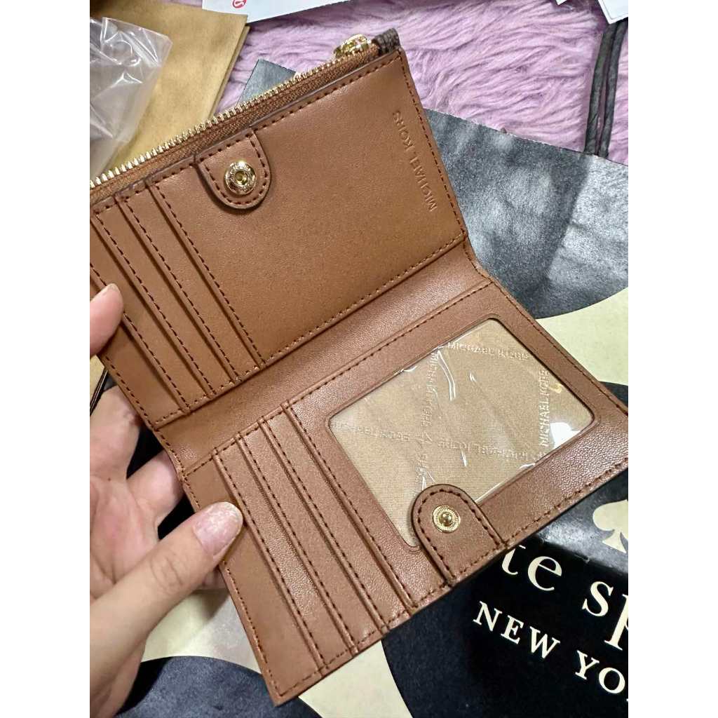 ORIG & IMPORTED MK RARE jet set small zip card case bifold brown wallet