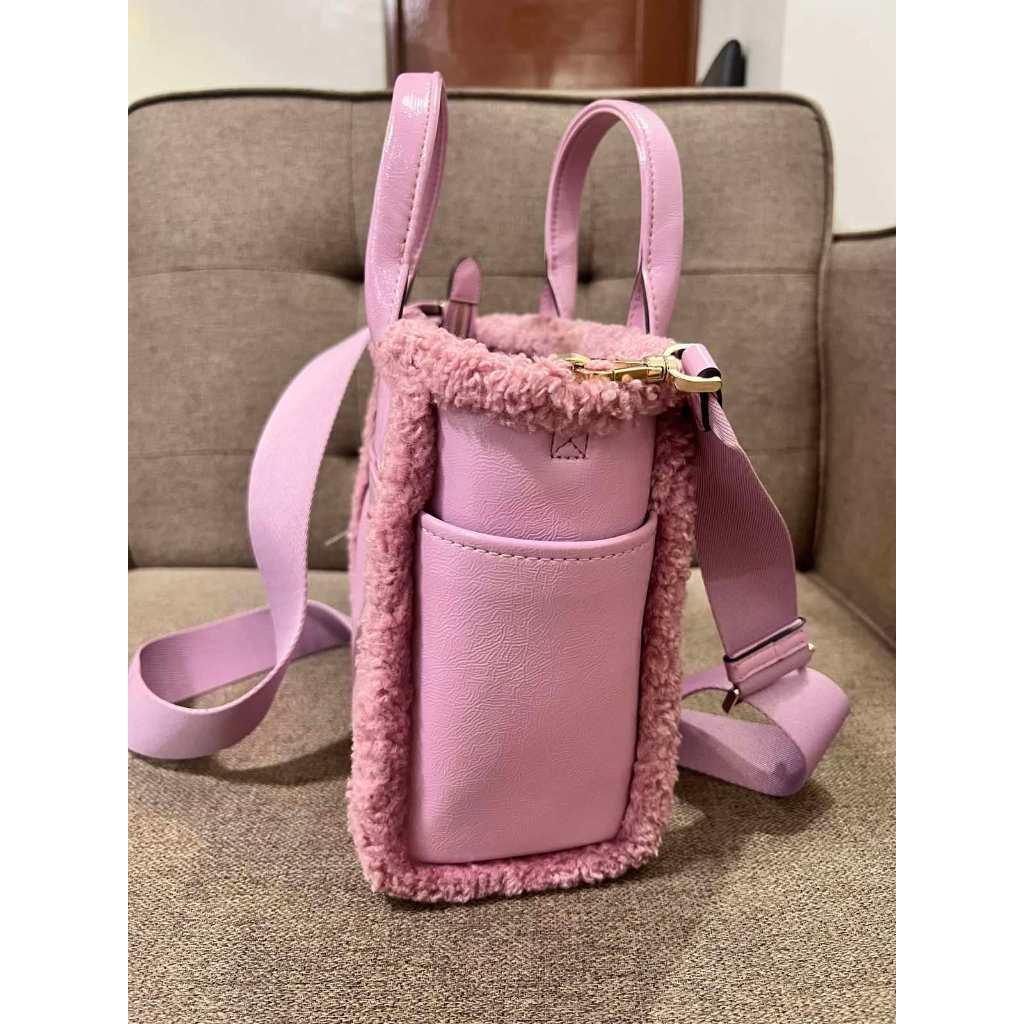 ORIG Preloved KS Jett Faux Shearling Small Pink Tote Bag