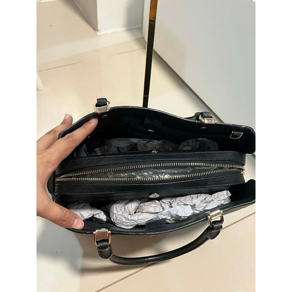 ORIG Preloved KS Leila Triple Compartment Satchel Crossbody Black Bag