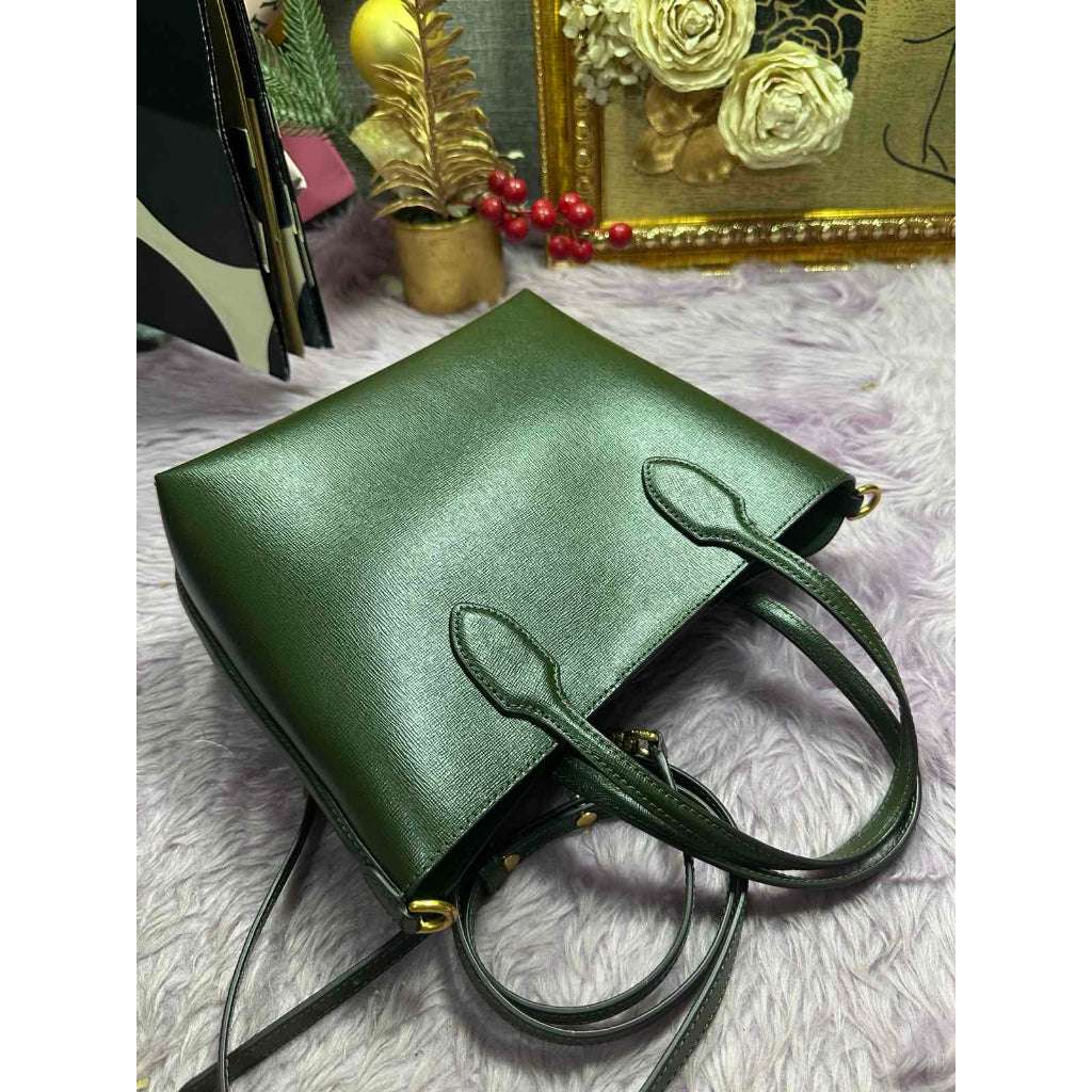 ORIG Preloved KS Retail Bleecker Medium Tote Green Top Handle Bag