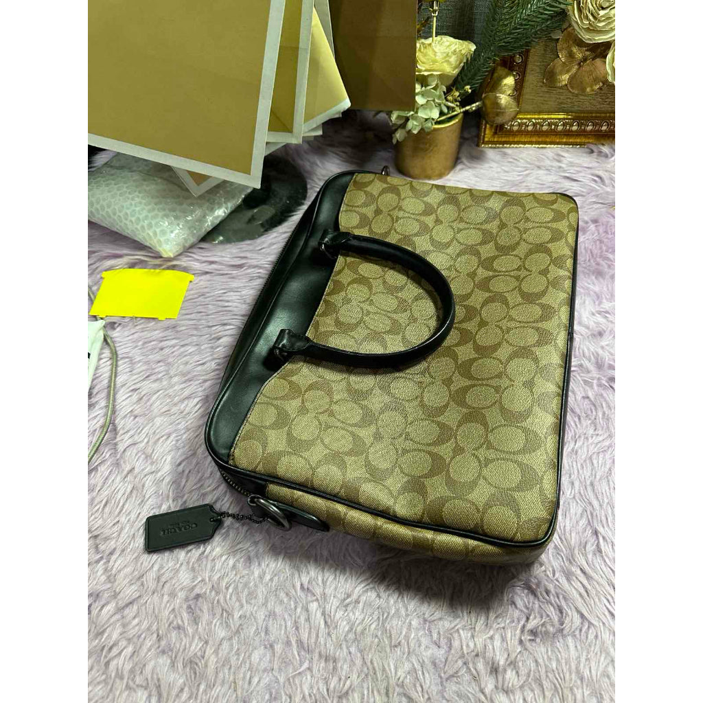 ORIG Preloved CCH Beckett Compact Brief Case Laptop Men's Bag in Khaki Brown