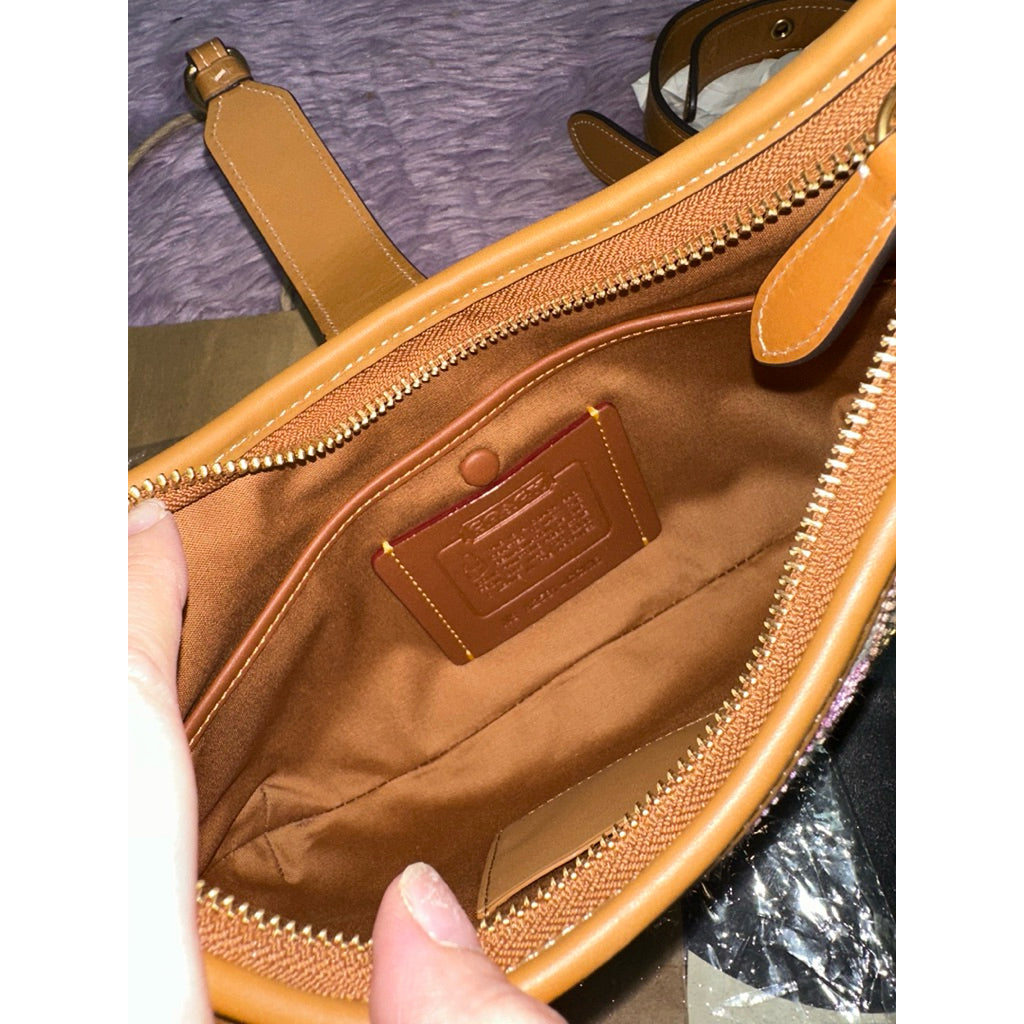 ORIG & IMPORTED Retail CCH Hamptons Crystal Signature Rainbow Jacquard Shoulder Bag