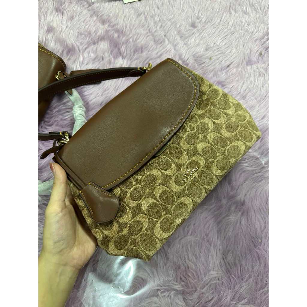 ORIG & IMPORTED CCH Emory Top Handle Tan Brown Bag In Signature Chenille