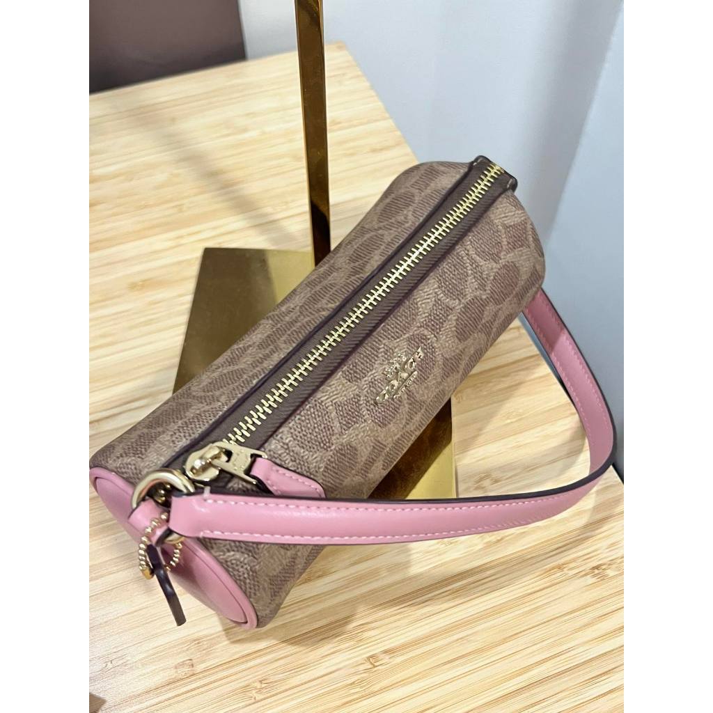ORIG Preloved CCH Nolita Barrel Small Bag In Colorblock Signature Canvas Brown/Pink