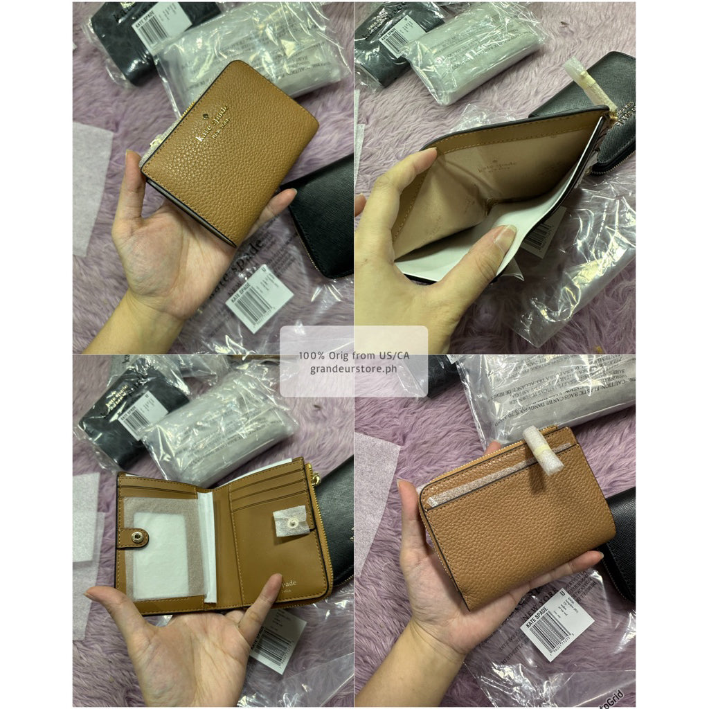 ORIG & IMPORTED KS Small L-Zip Compact Wallet Black/Brown/Spade Beige