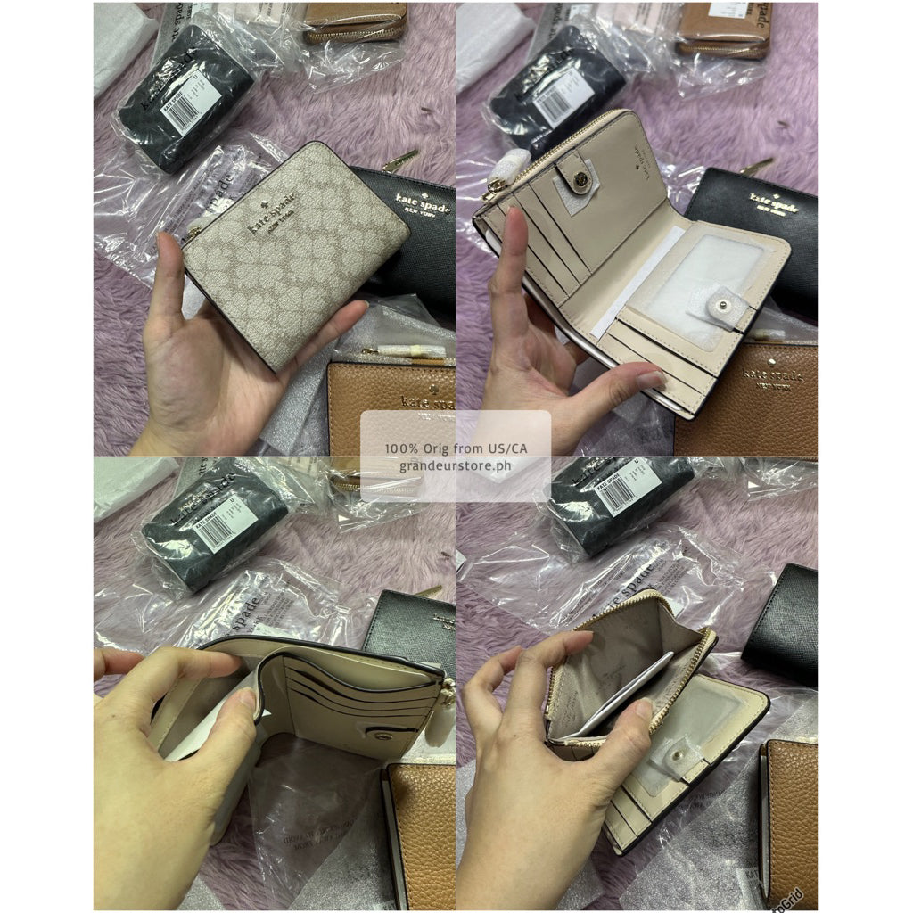 ORIG & IMPORTED KS Small L-Zip Compact Wallet Black/Brown/Spade Beige