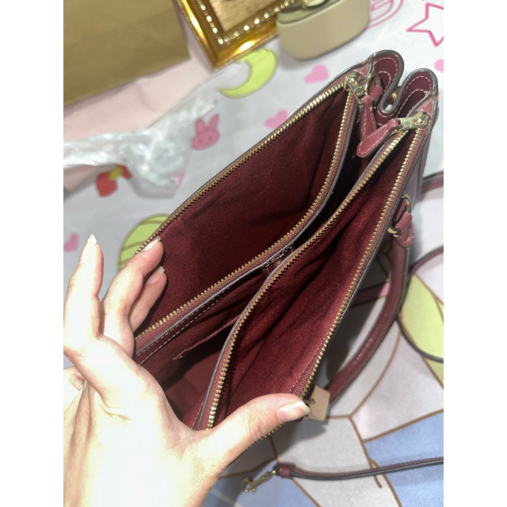 ORIG Preloved Coach Surrey Carryall Medium Satchel Wine Red Bag