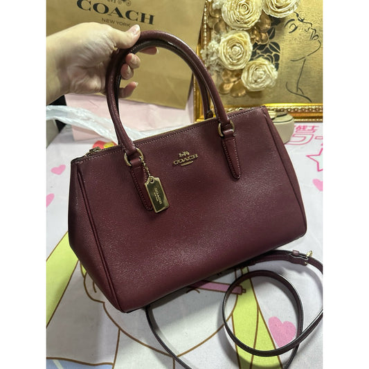 ORIG Preloved Coach Surrey Carryall Medium Satchel Wine Red Bag