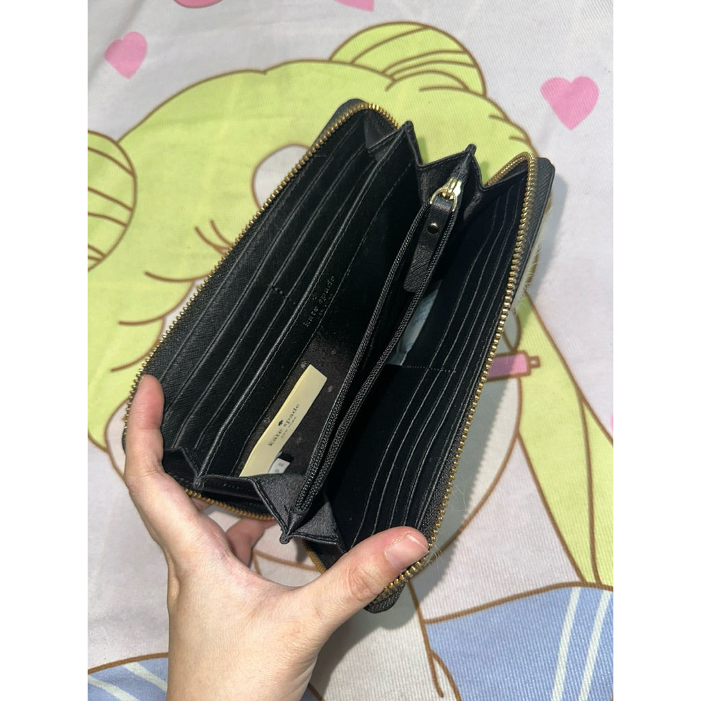 ORIG Preloved KS Dashing Penguin Lacey Long Black Cute Wallet