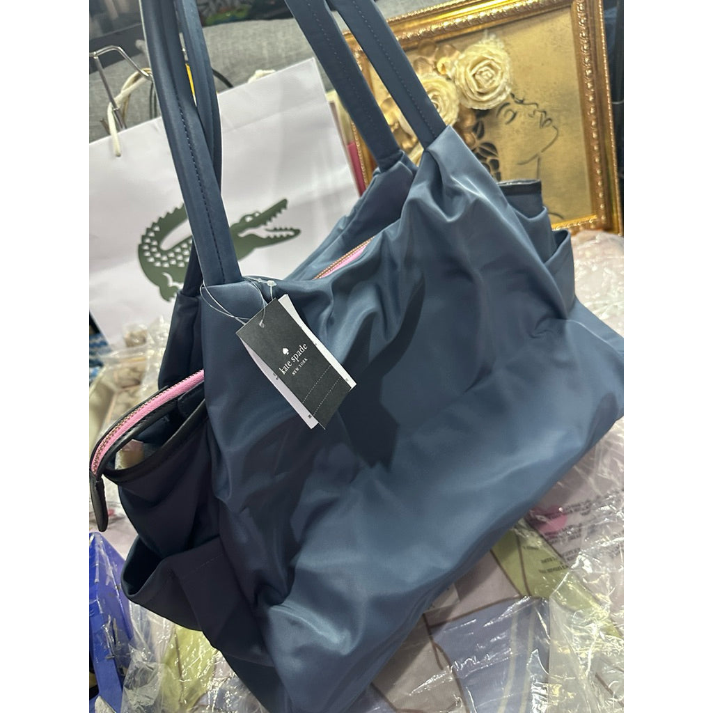 ORIG & IMPORTED KS Large Chelsea Baby Nylon Black Bag Beige