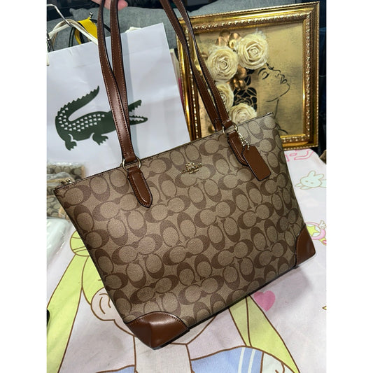 ORIG Preloved CCH RARE Zip Top Tote Khaki Brown Medium Bag