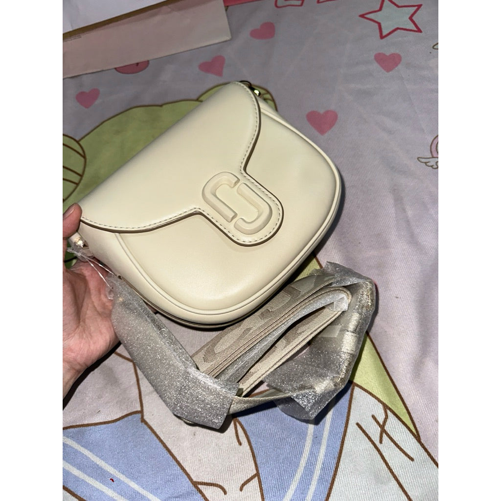 ORIG & IMPORTED MJ The Saddle Crossbody White Flap Bag