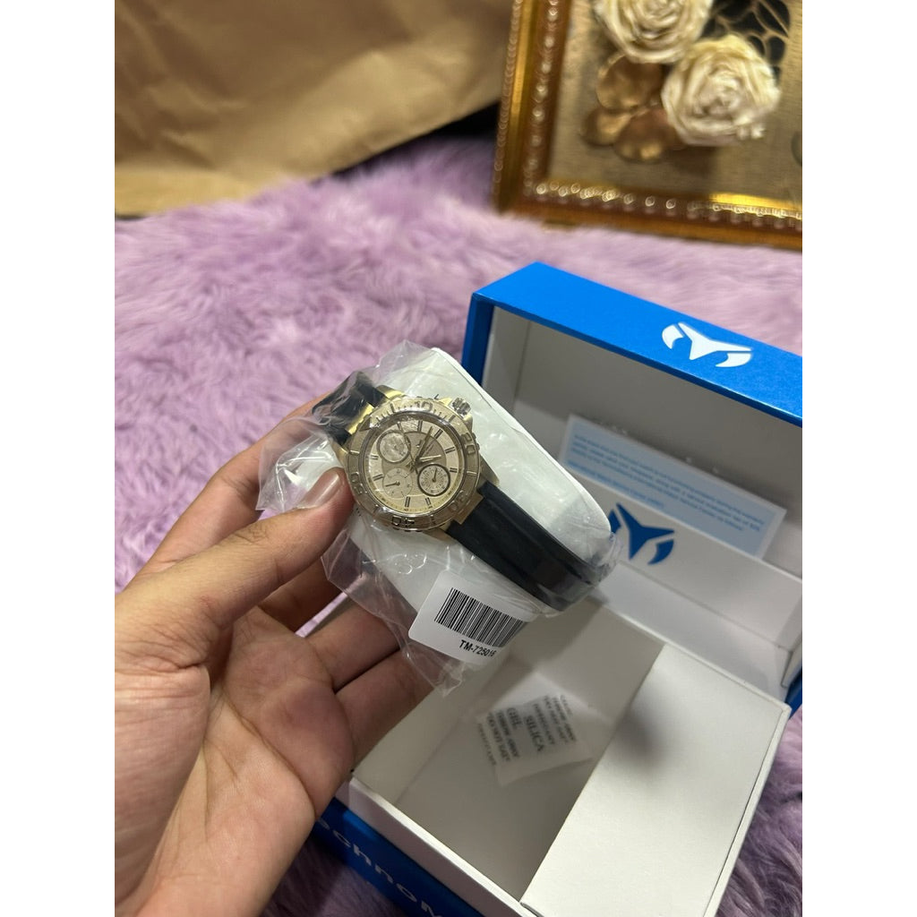 ORIG & IMPORTED Technomarine Sea 36mm TM-725016 Lady's Watch Gold Dial Silicone Band