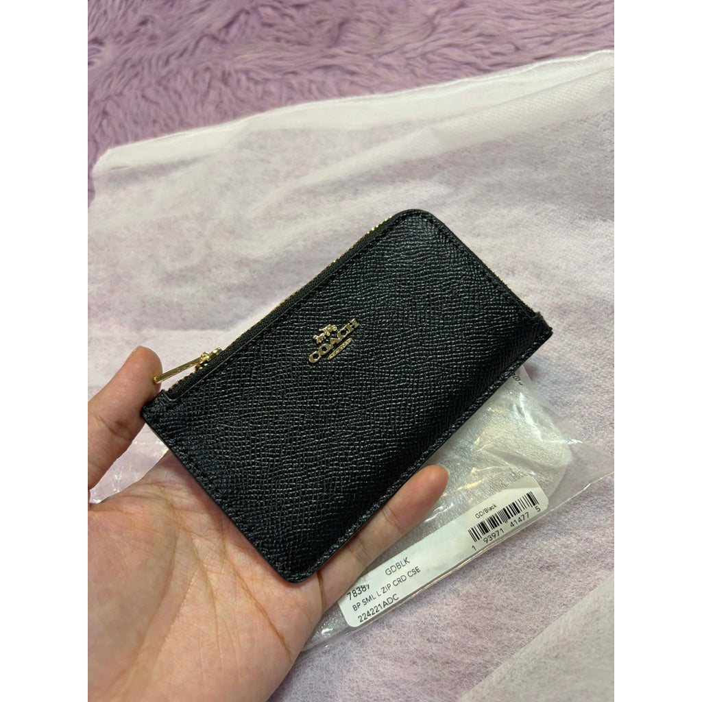 ORIG & IMPORTED CCH 78387 Small L-Zip Card Case Black Wallet