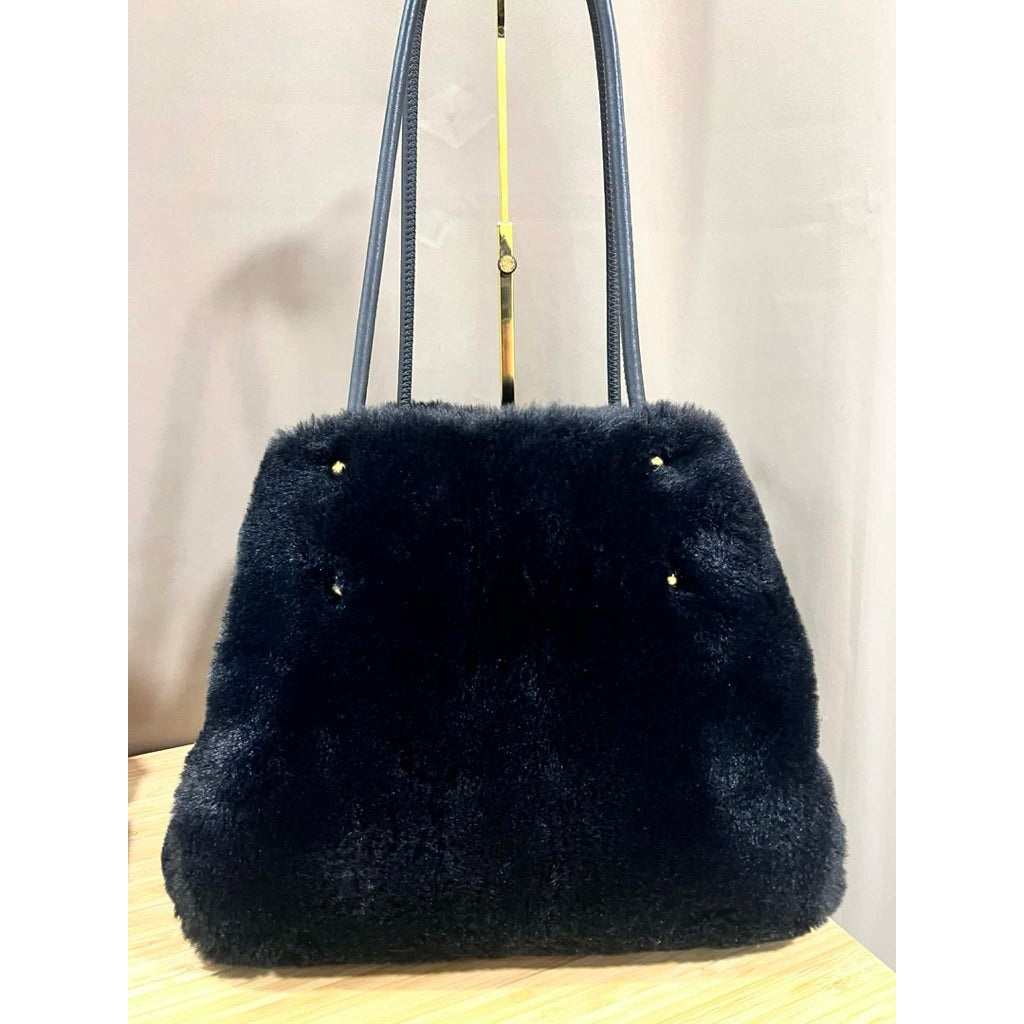 ORIG Preloved KS Everything Faux Fur Medium Black Tote Bag