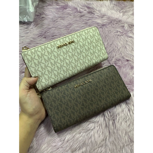 ORIG & IMPORTED MK Long Quarter-Zip Wallet Brown/Vanilla White/Pink