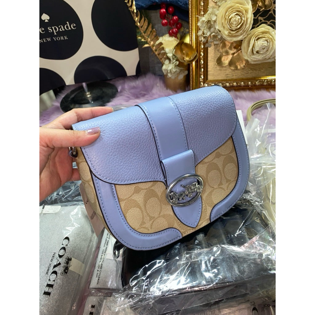 ORIG & IMPORTED CCH Georgie Saddle Bag In Signature Canvas Silver/Light Khaki/Marble Blue