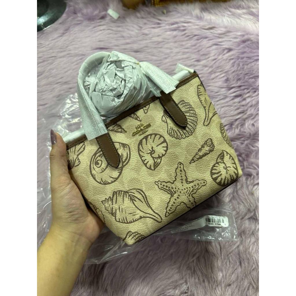 ORIG & IMPORTED CCH City Mini Tote Small Brown Bag With Shell Print