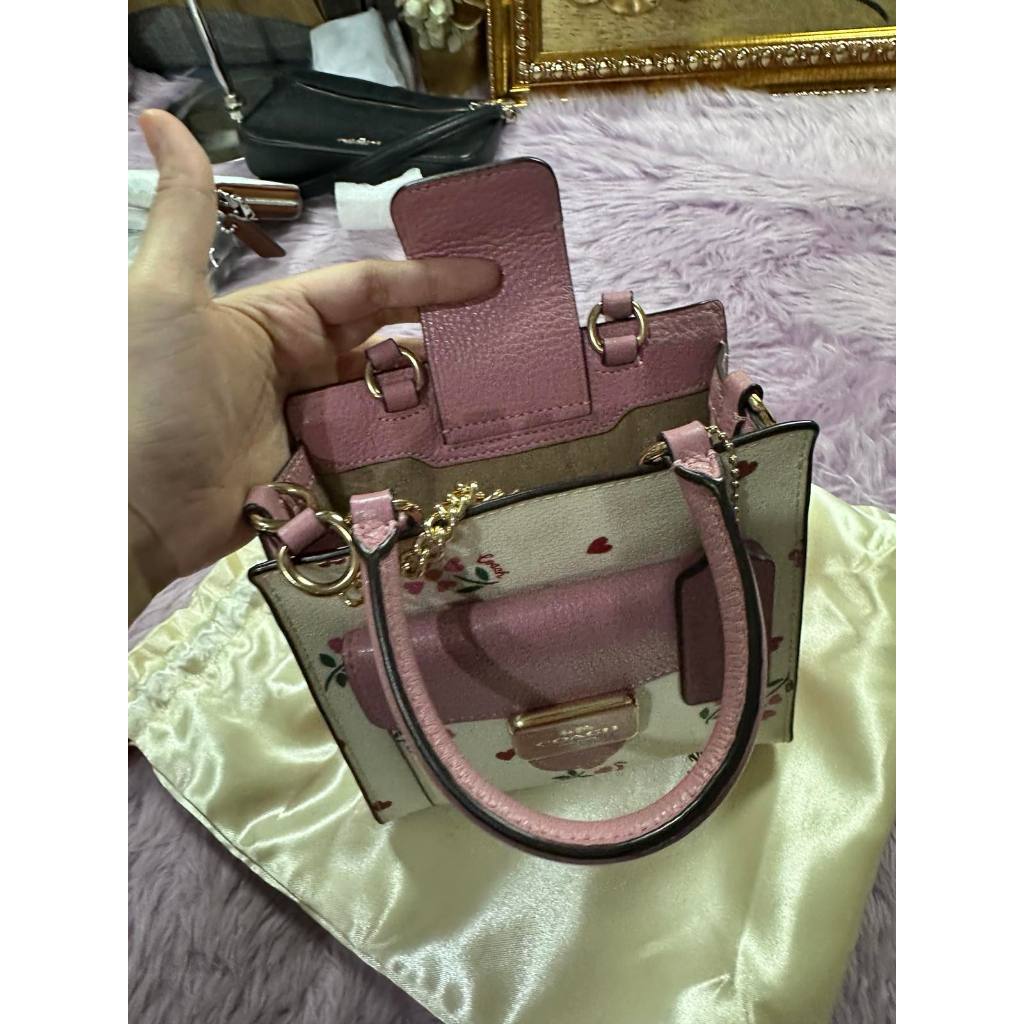 ORIG Preloved CCH Mini Pepper Crossbody With Heart Petal Print Small White Bag