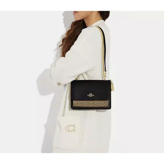 ORIG Preloved CCH Klare Crossbody Bag In Micro Signature Canvas Shoulder Chain Black Bag