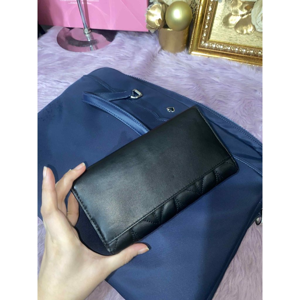 ORIG Preloved KS Briar Lane Quilted Black Leather Chain Black Long Wallet