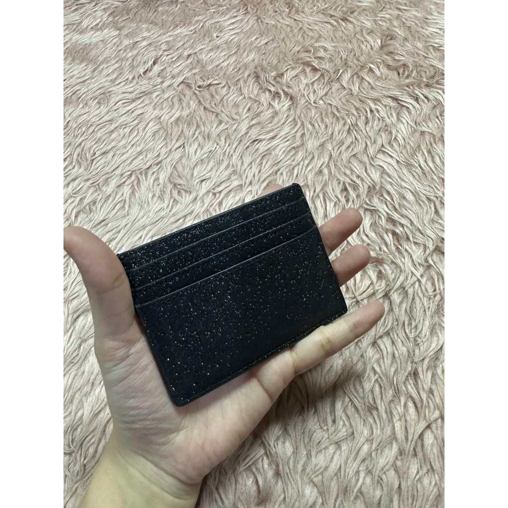 ORIG Preloved KS Glitter Slim Card Holder Small Black Wallet