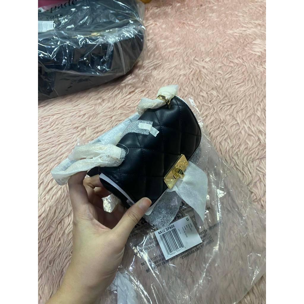 ORIG & IMPORTED KS Carey Quilted Micro Flap Crossbody Mini Wallet on Chain Black Bag