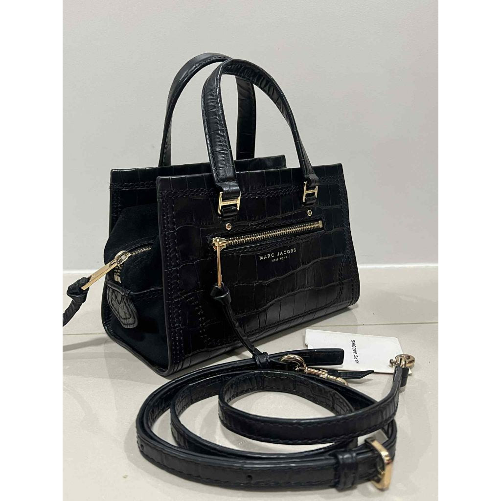 ORIG Preloved MJ Croc-Embossed Mini Cruiser Satchel Black Bag