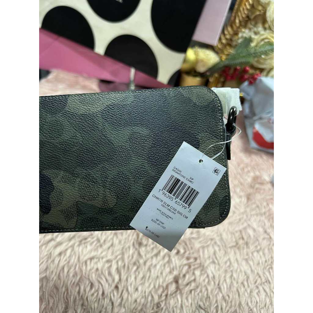 ORIG & IMPORTED CCH Charter Slim Crossbody Men Green Bag In Signature Camo Print with pouch