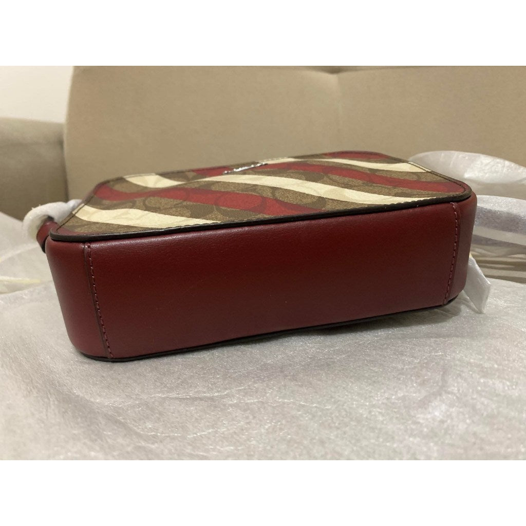 ORIG & IMPORTED CCH Mini Camera Red Bag With Diagonal Stripe Print