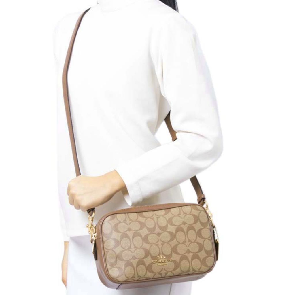 ORIG Preloved CCH RARE Jes Crossbody Camera Double Zip Khaki Brown Bag