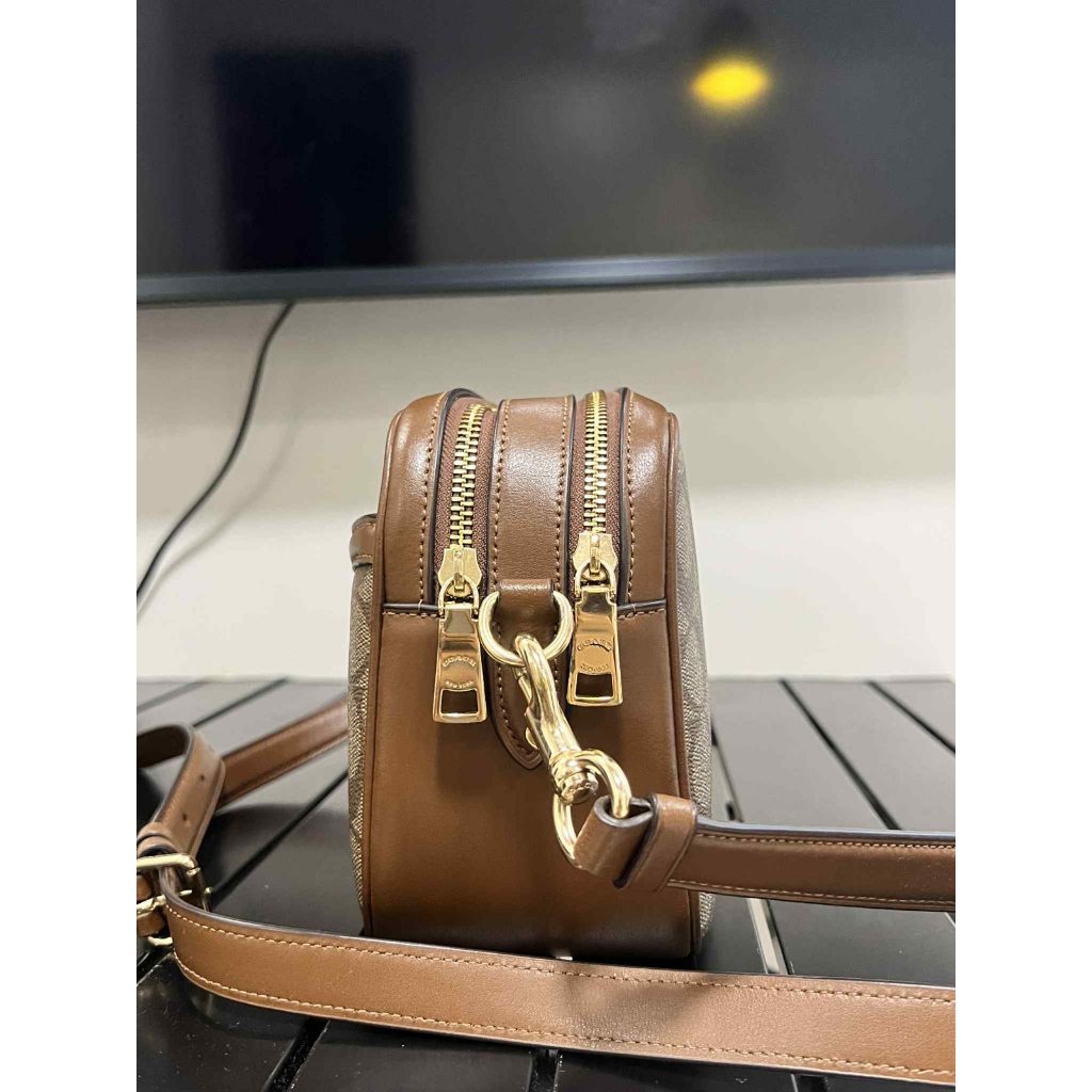 ORIG Preloved CCH RARE Jes Crossbody Camera Double Zip Khaki Brown Bag