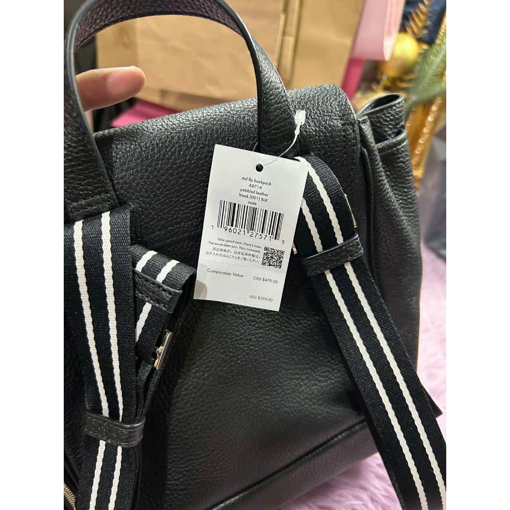 ORIG & IMPORTED KS Rosie Medium Flap Backpack Black Bag
