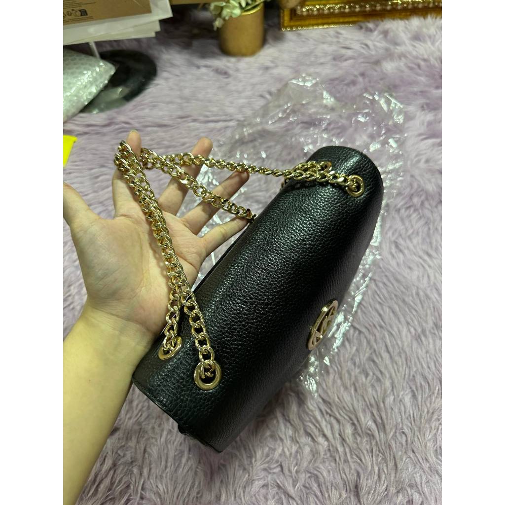 ORIG Preloved MK Fulton Flap Medium Chain Shoulder Bag Black