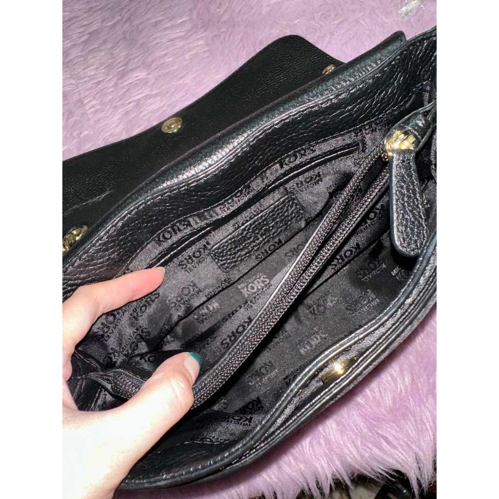 ORIG Preloved MK Fulton Flap Medium Chain Shoulder Bag Black
