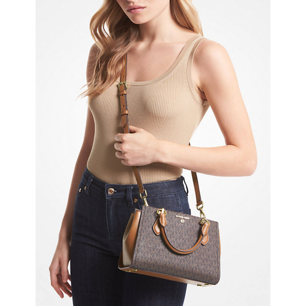 ORIG & IMPORTED MK Retail Marilyn Small Logo Crossbody Satchel Brown/Black Bag