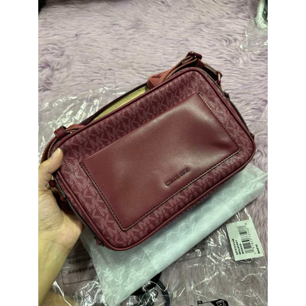 ORIG & IMPORTED MK Maeve Large Signature Logo Crossbody Camera Bag Pink / Red