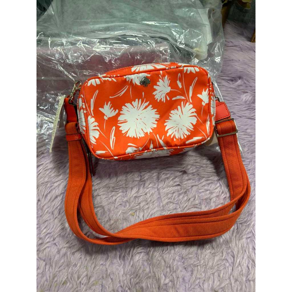 ORIG Preloved KS Jae Small Camera Bag Orange Floral Nylon