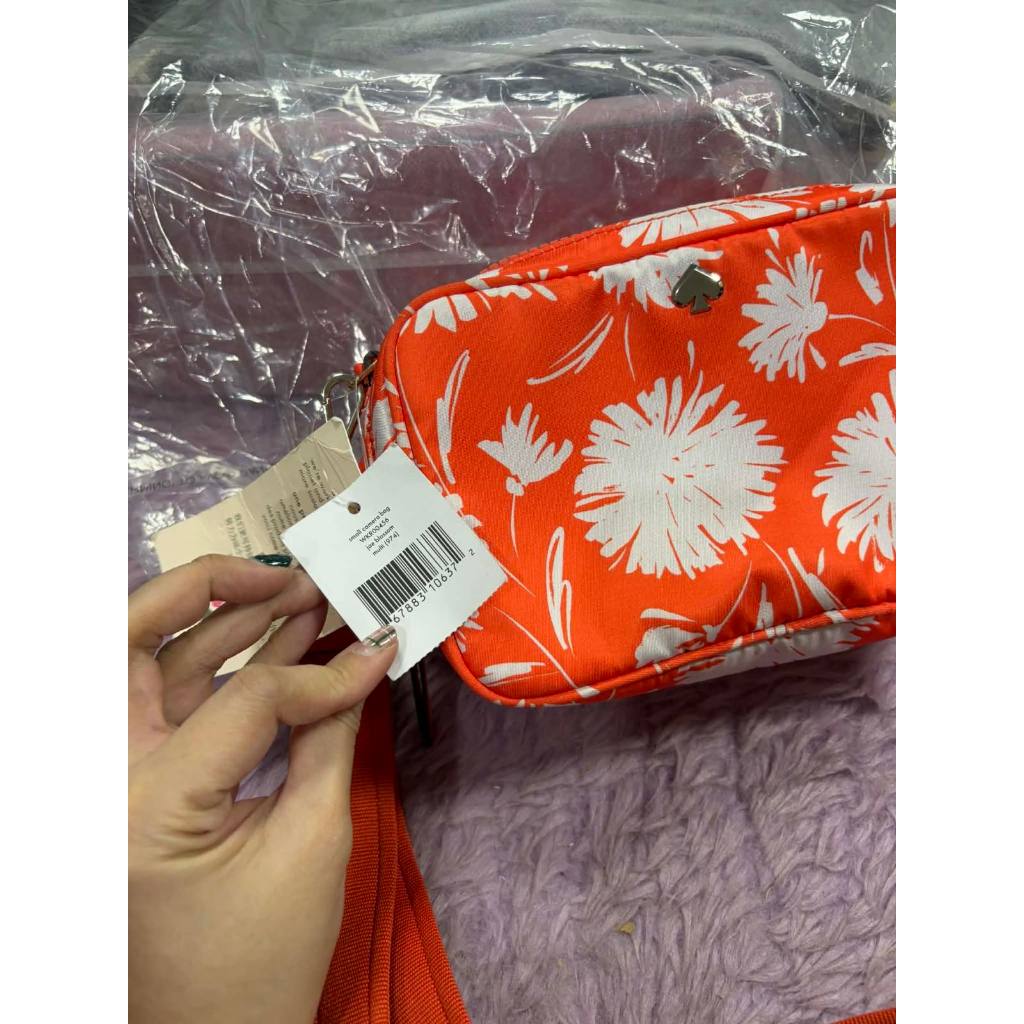 ORIG Preloved KS Jae Small Camera Bag Orange Floral Nylon
