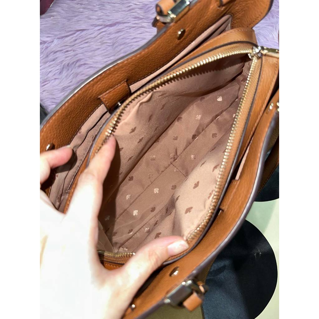 ORIG Preloved KS Leila Triple Compartment Satchel Crossbody Brown Bag