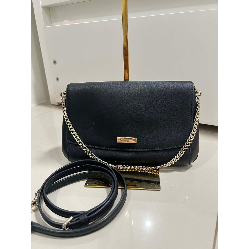 ORIG Preloved KS Greer Laurel Way Flap Black Bag