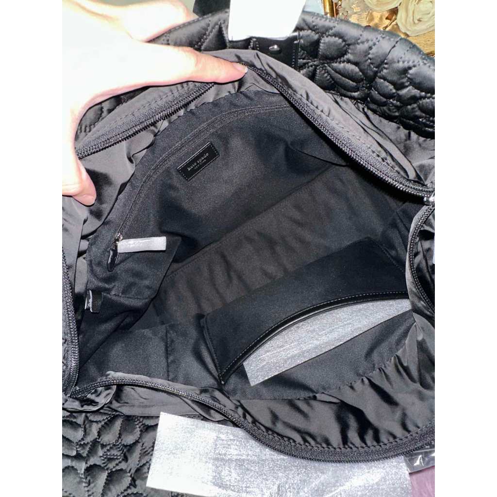 ORIG & IMPORTED KS Retail Tilly Quilted Medium Nylon Tote Black Brown Bag