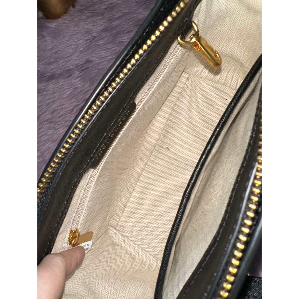 ORIG Preloved TB Emerson Mini Top Zip Tote Black Bag