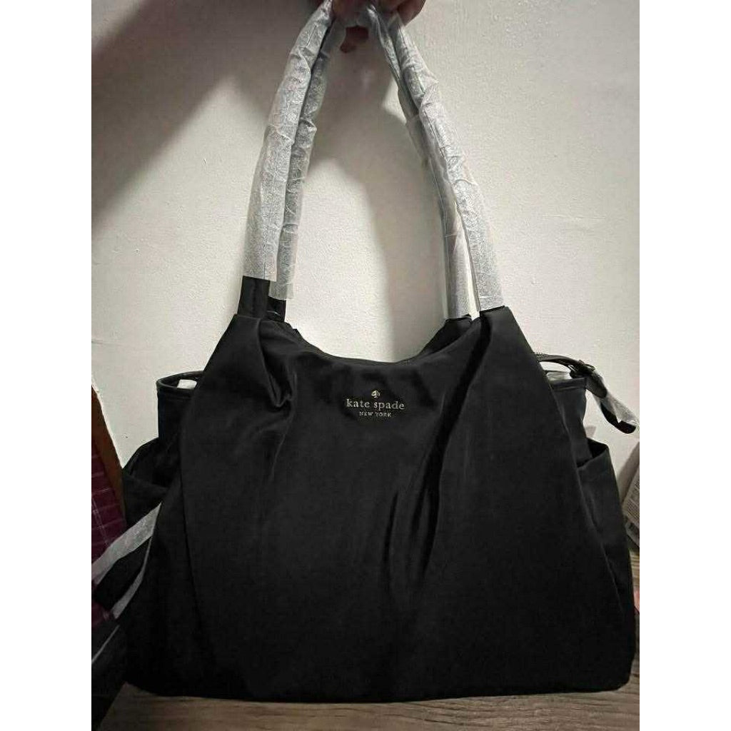 ORIG & IMPORTED KS Large Chelsea Baby Nylon Black Bag Beige