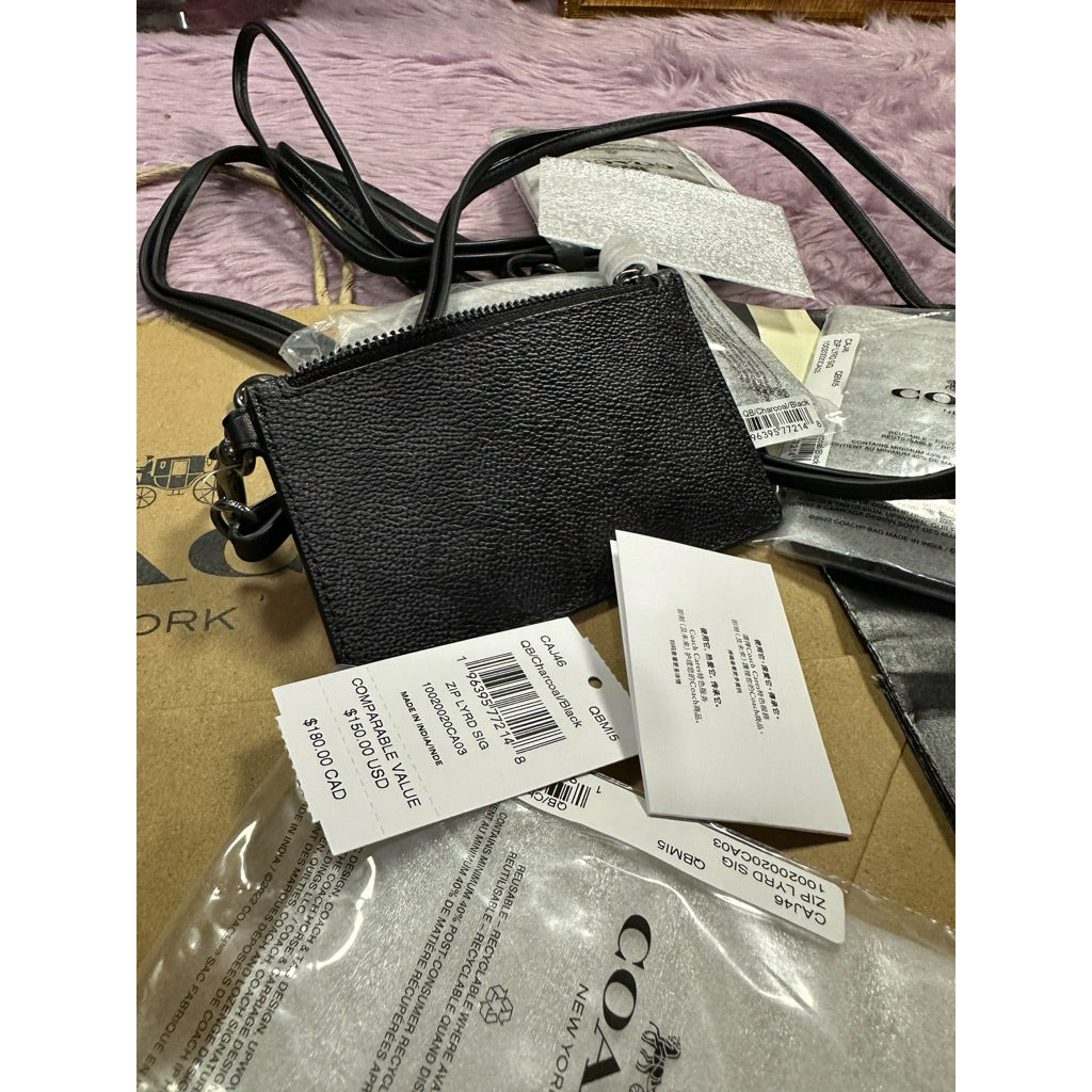 ORIG CCH ID LANYARD CARD HOLDER IN SIGNATURE CANVAS BROWN WALLET