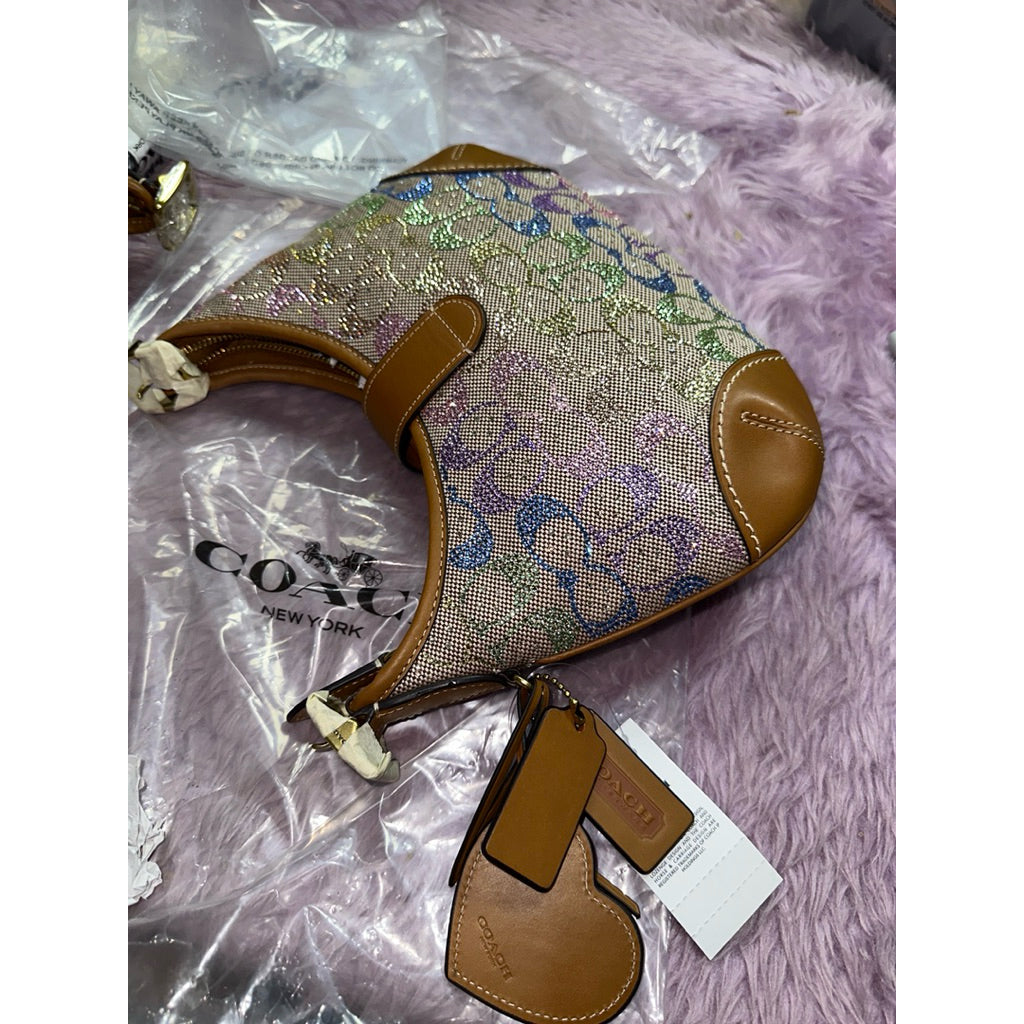 ORIG & IMPORTED Retail CCH Hamptons Crystal Signature Rainbow Jacquard Shoulder Bag
