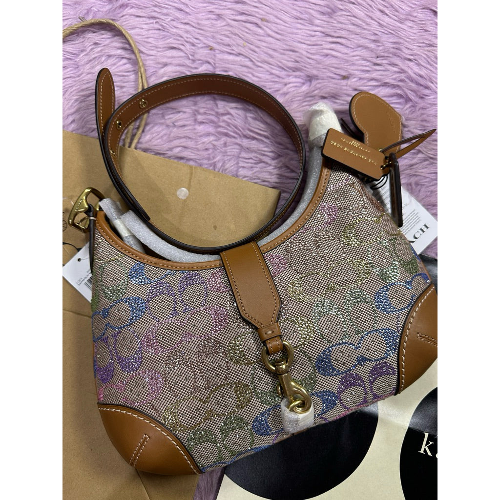ORIG & IMPORTED Retail CCH Hamptons Crystal Signature Rainbow Jacquard Shoulder Bag